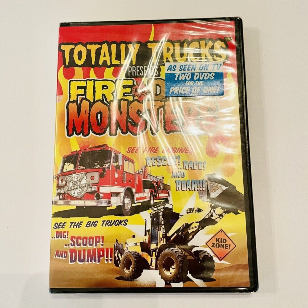 NEW 2 DVDs Totaly Trucks: Fire And Dirt Monsters Fire Engines Big Trucks SEALED